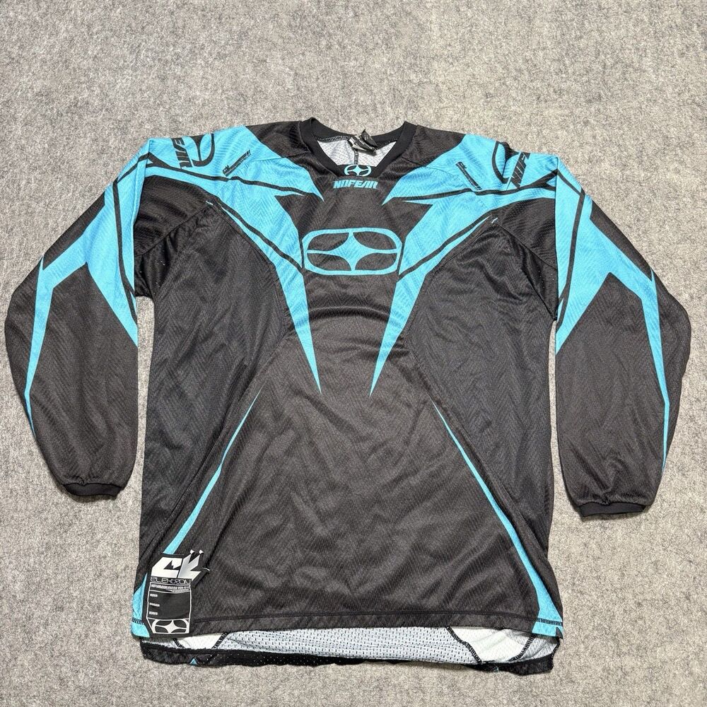 Vintage Y2K No Fear Elektron Motocross Jersey Small S Blue Black Mesh Racing